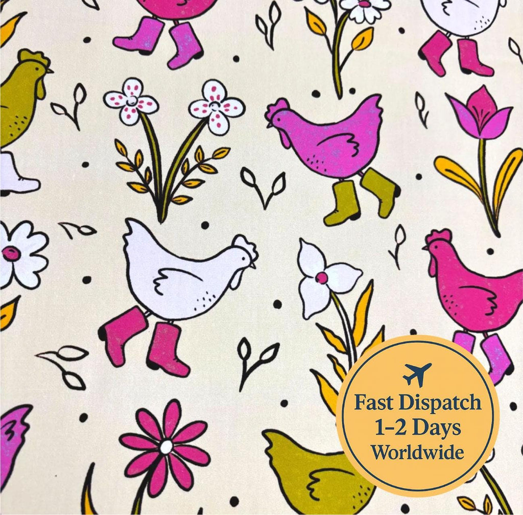 Preppy Chickens Cotton Fabric