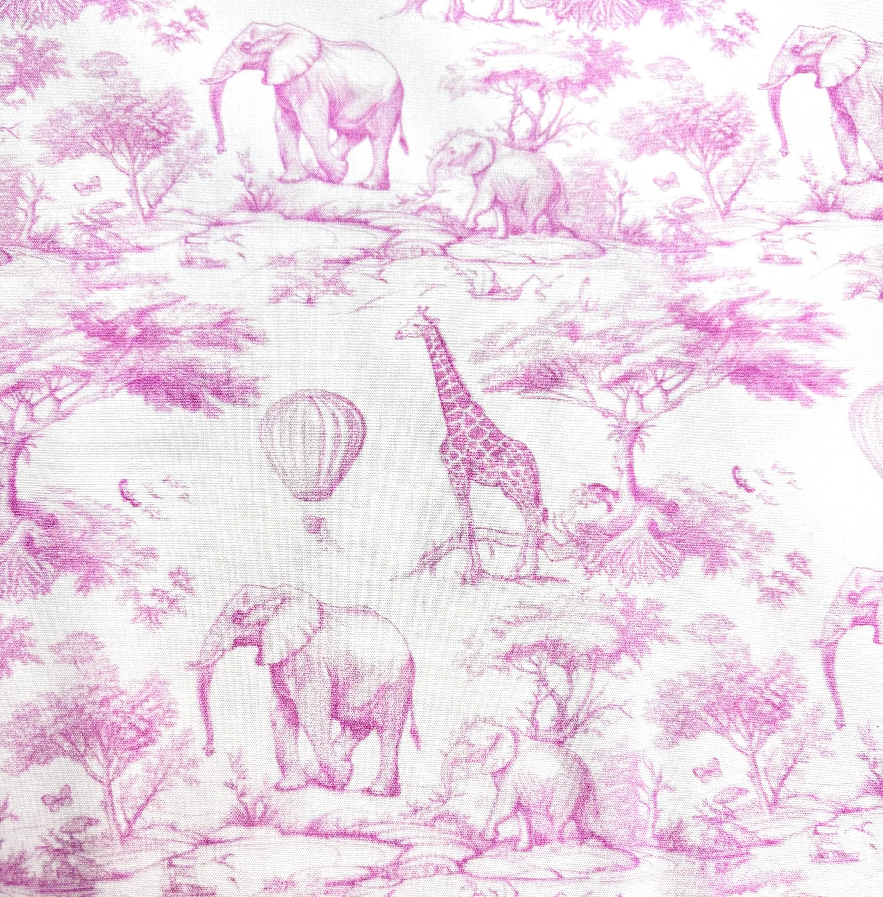 Pink Toile Safari Cotton Fabric