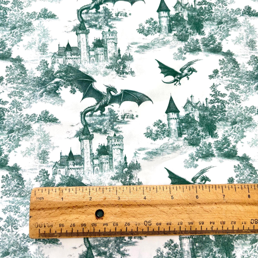 Green Toile Dragon Cotton Fabric