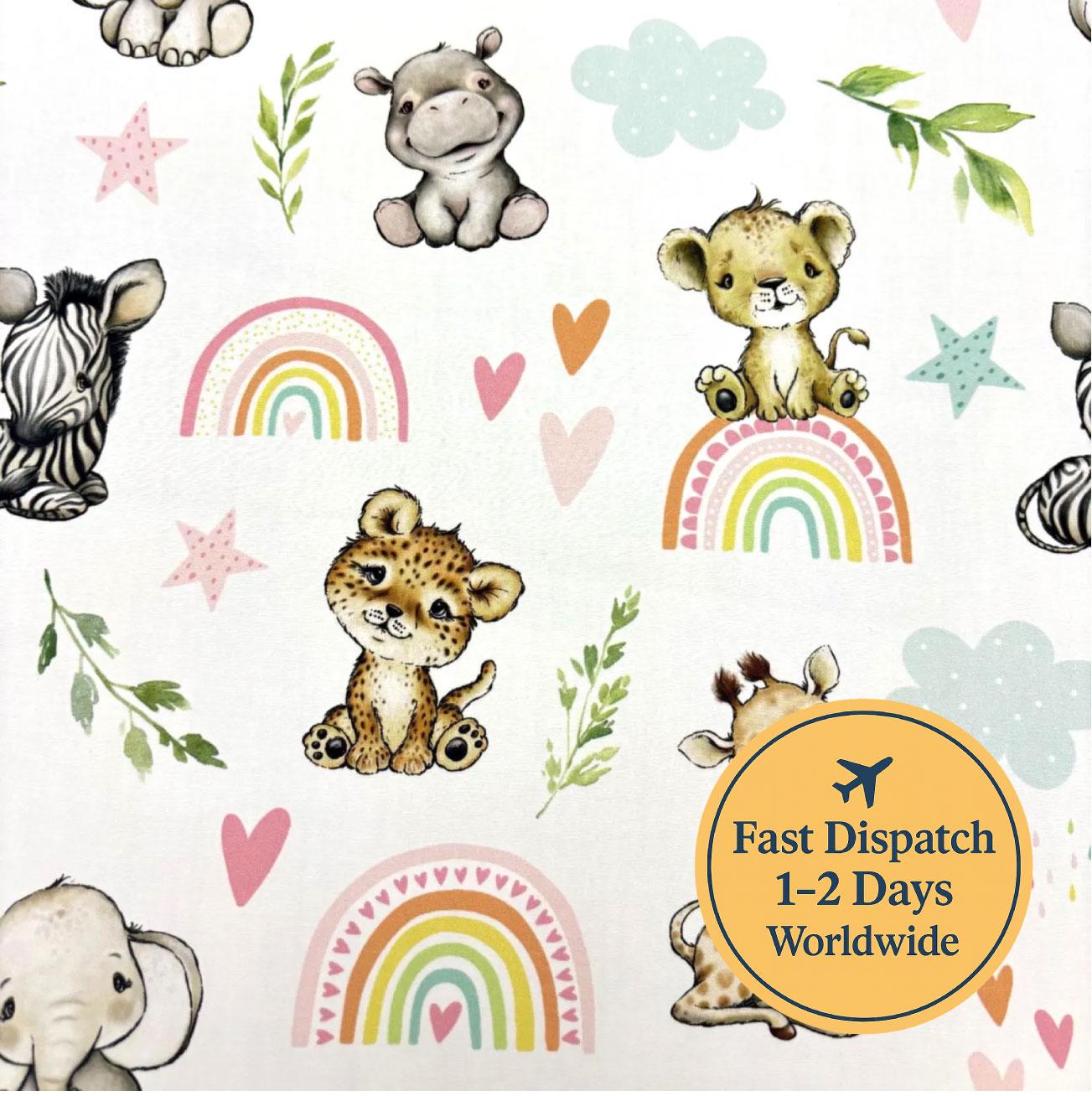 Safari Pink Rainbow Cotton Fabric