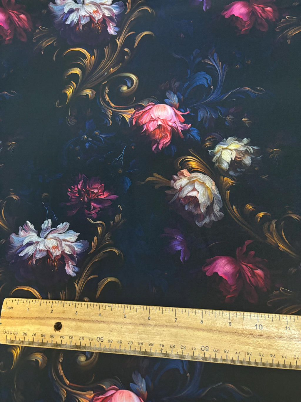 Dark Gothic Rococo Cotton Fabric