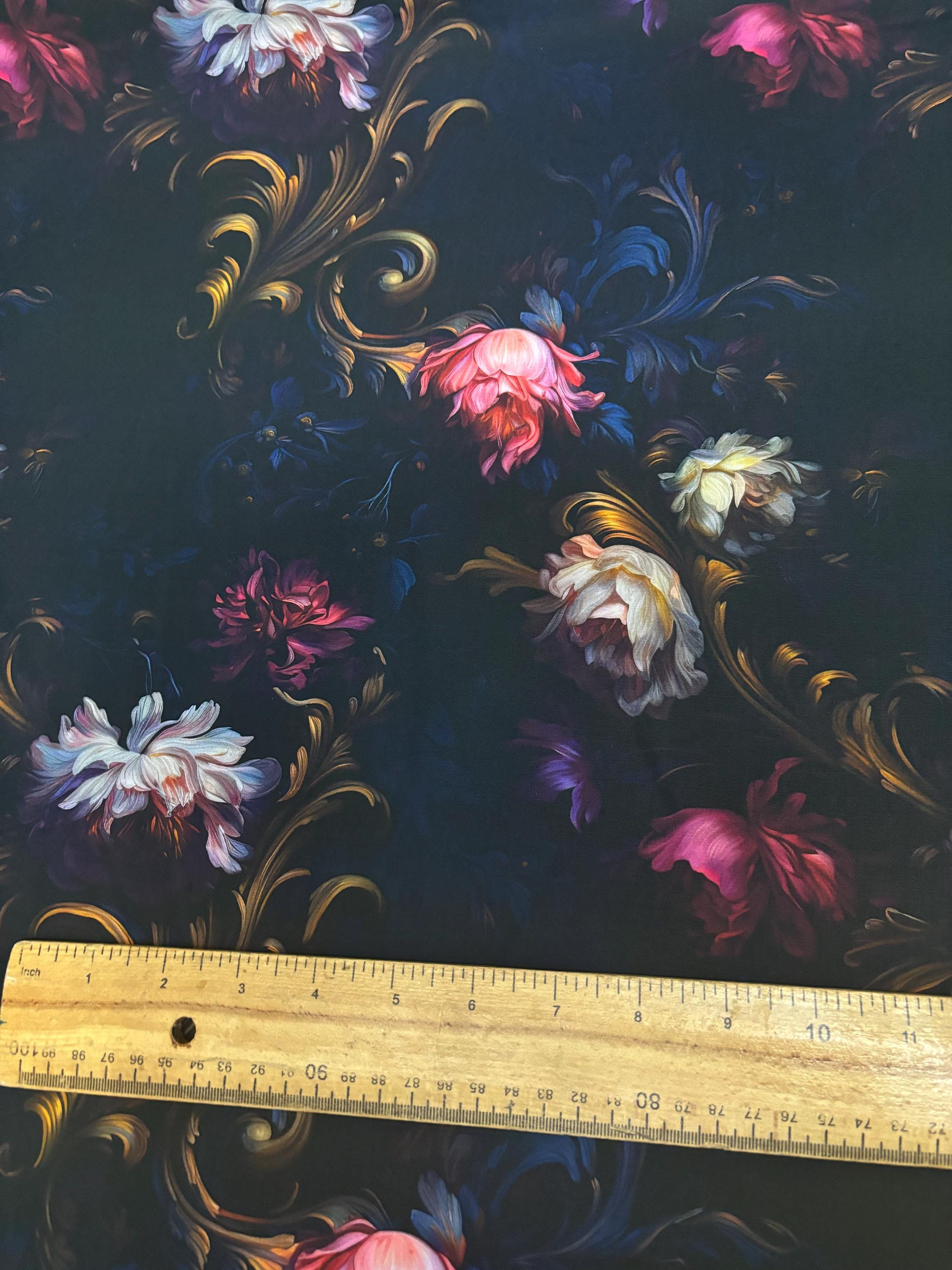 Dark Gothic Rococo Cotton Fabric