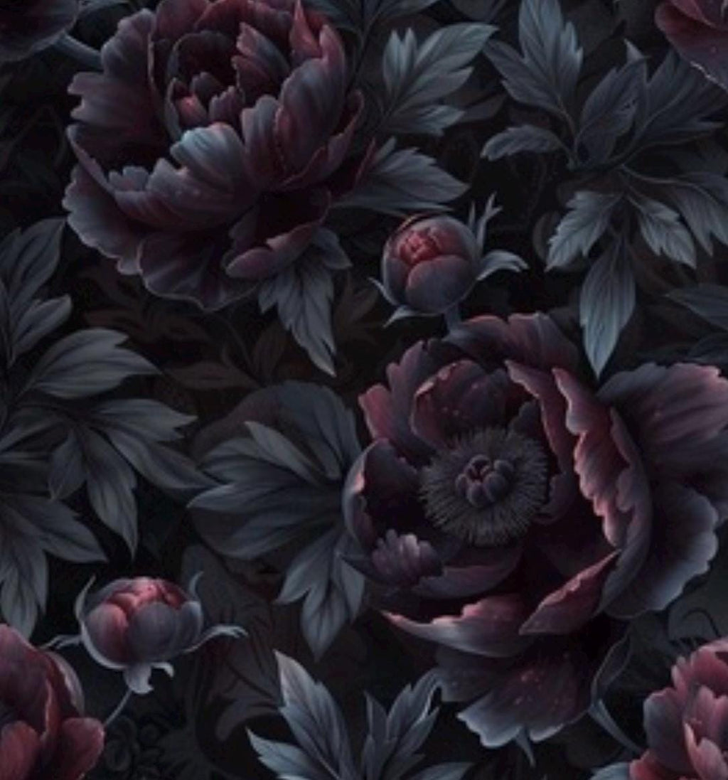Large Scale Black Floral Cotton Fabric