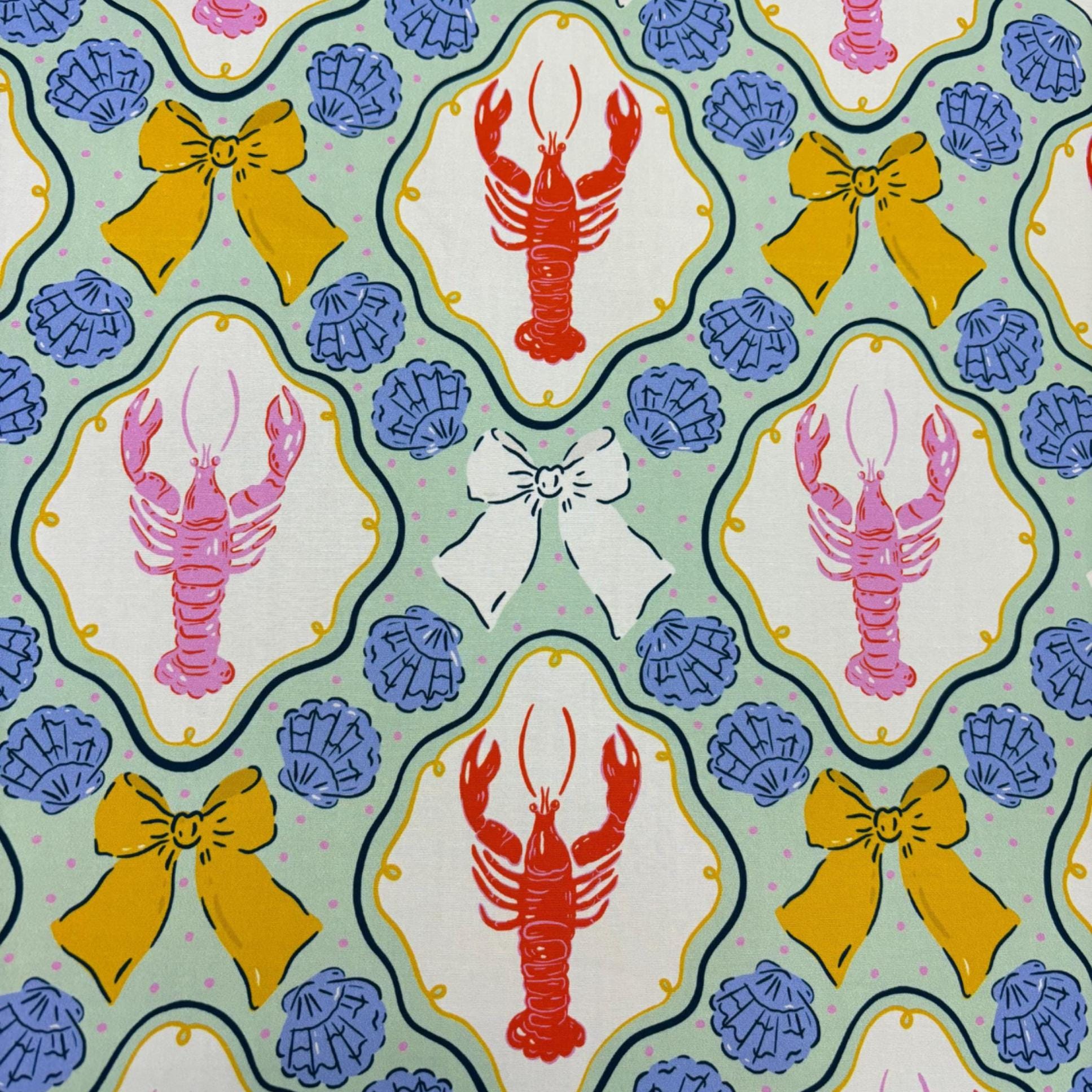 Lobsters & Bows Cotton Fabric