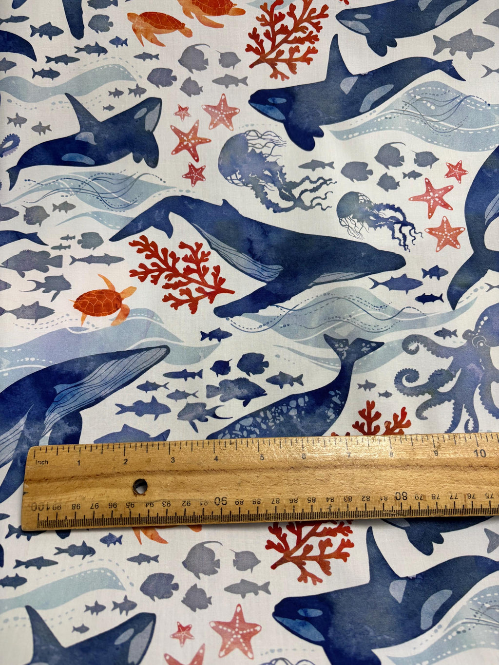 Nautical Whale Cotton Fabric