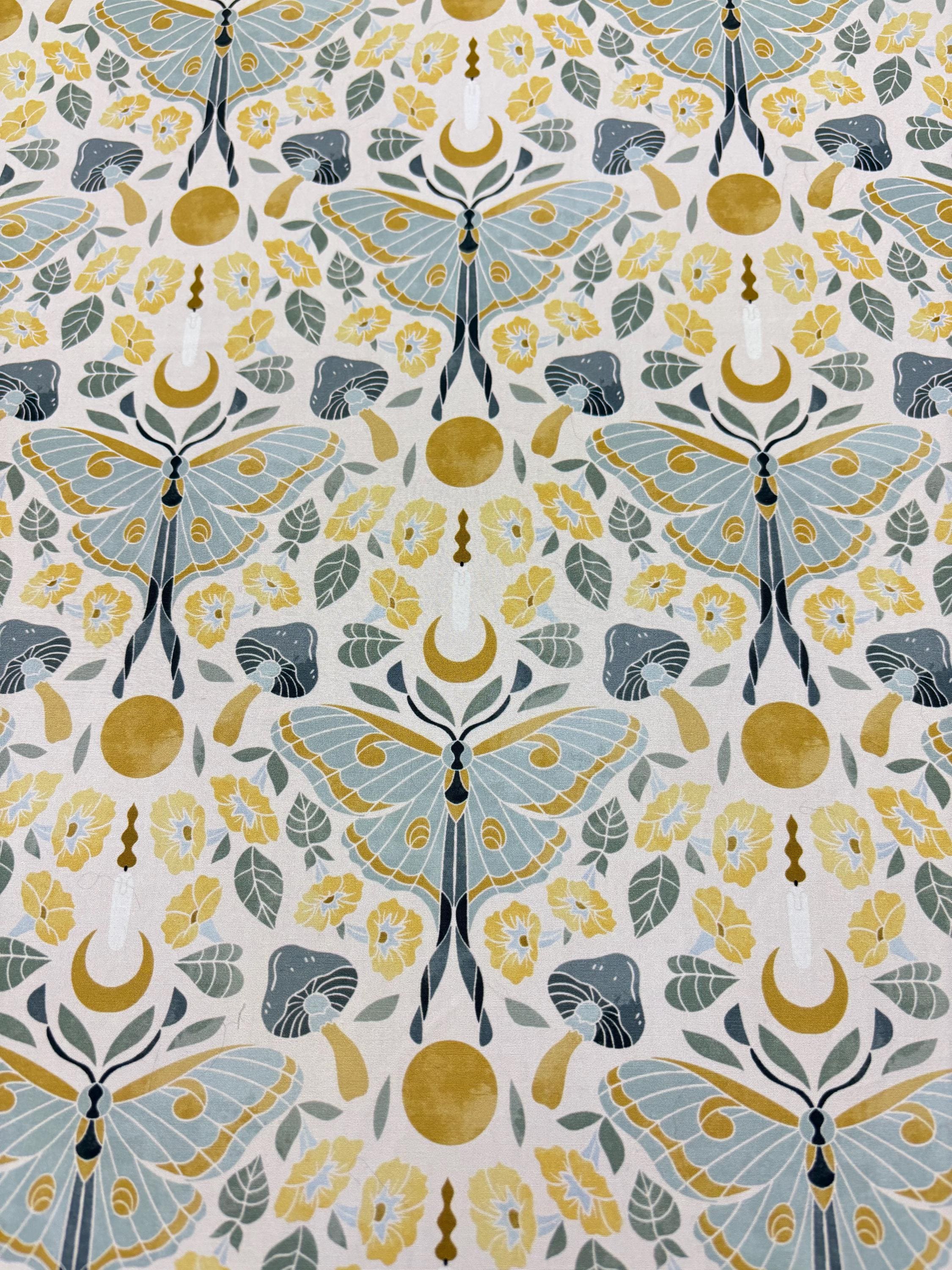 Whimsical Moth Cotton Fabric