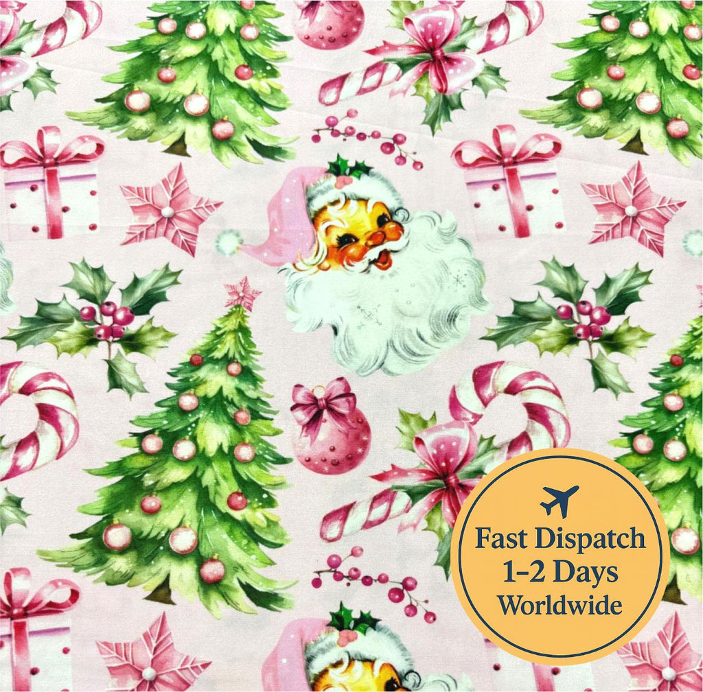 Pink Christmas Cotton Fabric