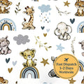 Safari Rainbow Blue Cotton Fabric