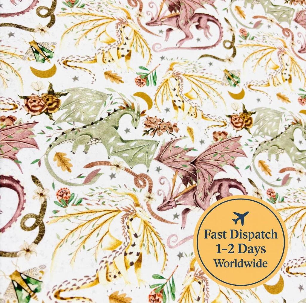 Whimsical Dragon Cotton Fabric