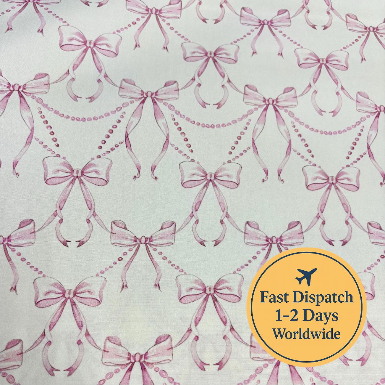 Pink Bows Cotton Fabric