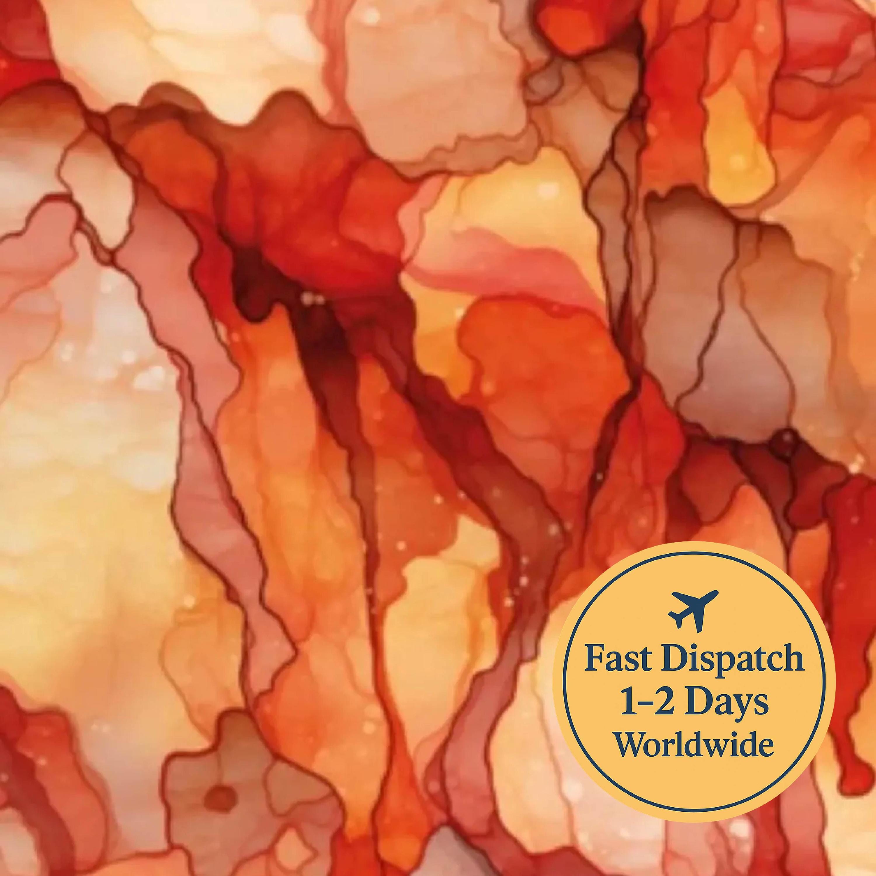 Orange Abstract Cotton Fabric