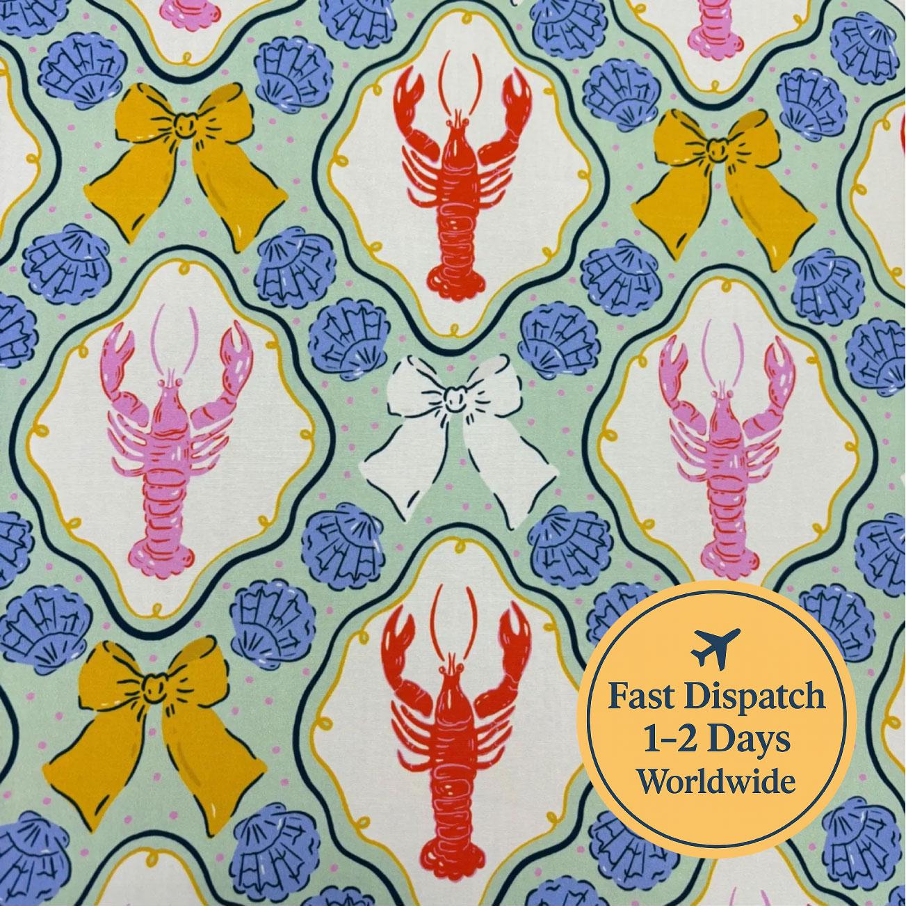 Lobsters & Bows Cotton Fabric