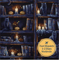 Midnight Gothic Cat Bookshelf Cotton Fabric