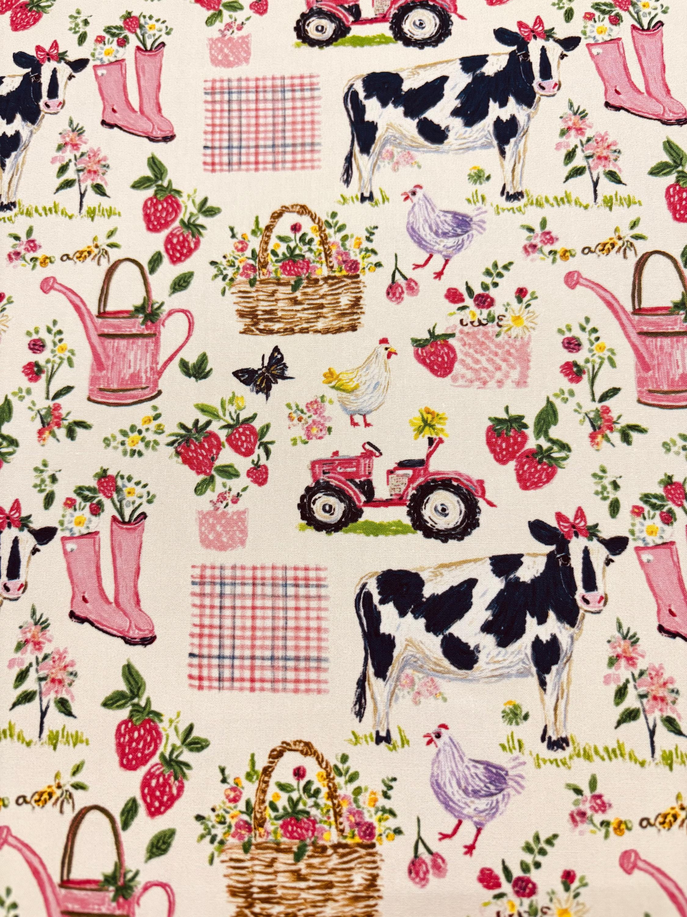 Pink Farmyard Cotton Fabric