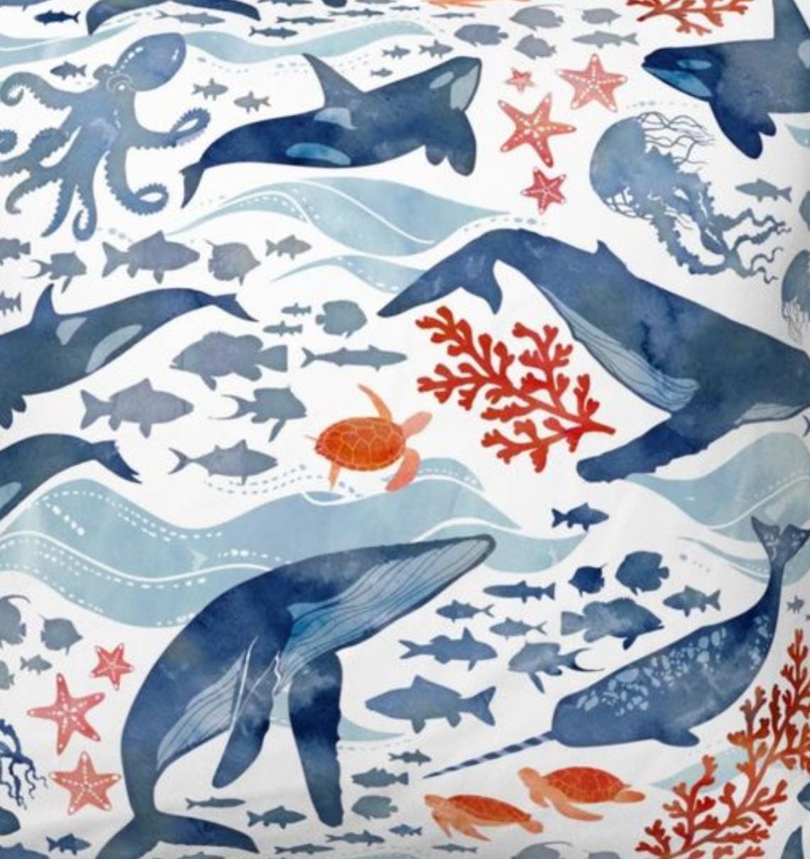 Nautical Whale Cotton Fabric