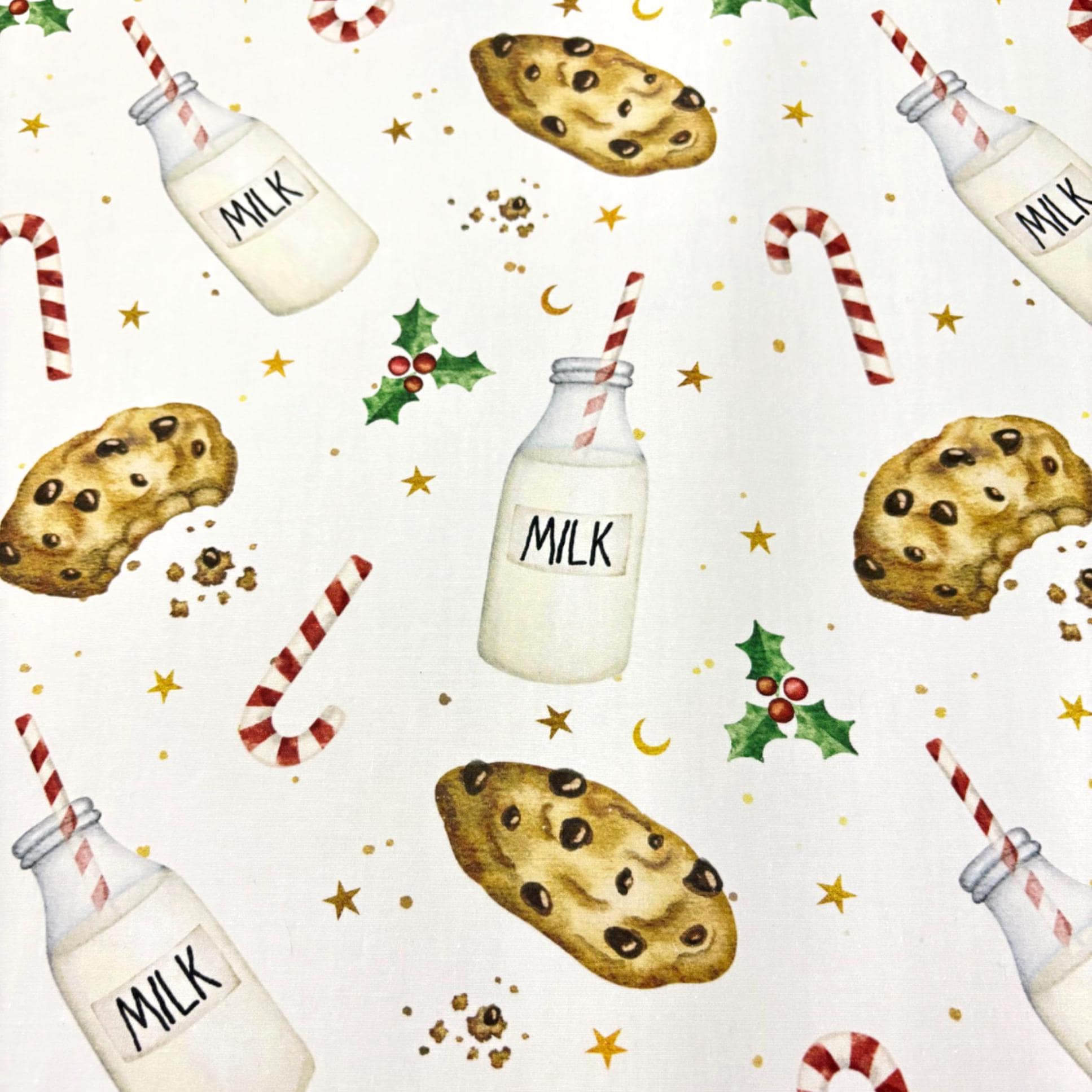 Christmas Milk and Cookies Cotton Fabric