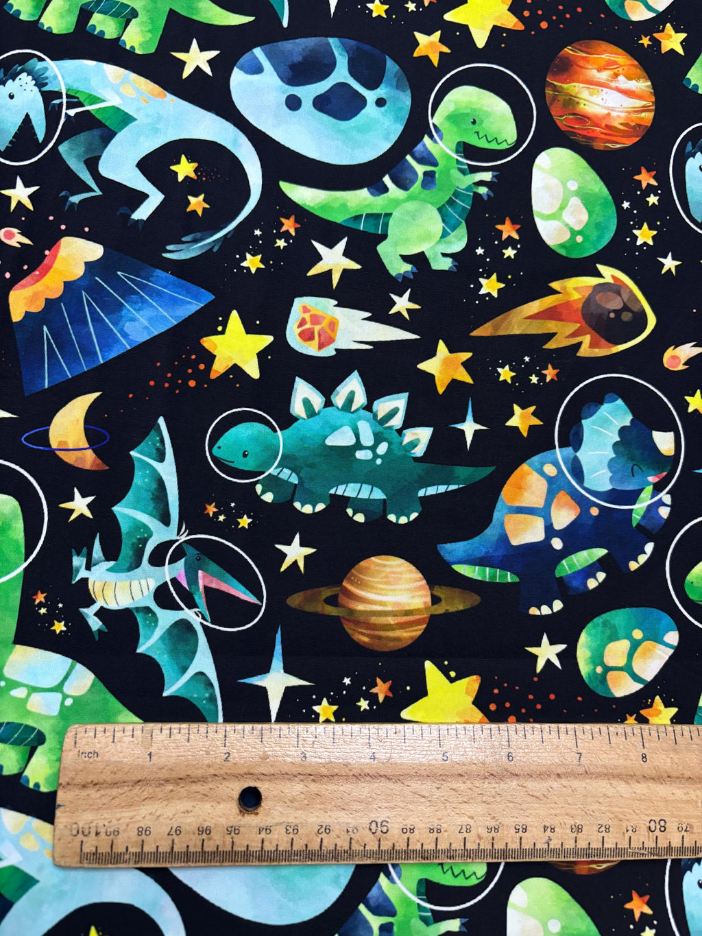 Space Dinosaur Cotton Fabric