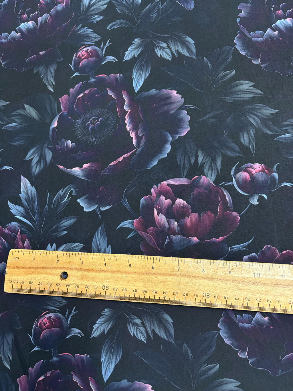 Large Scale Black Floral Cotton Fabric