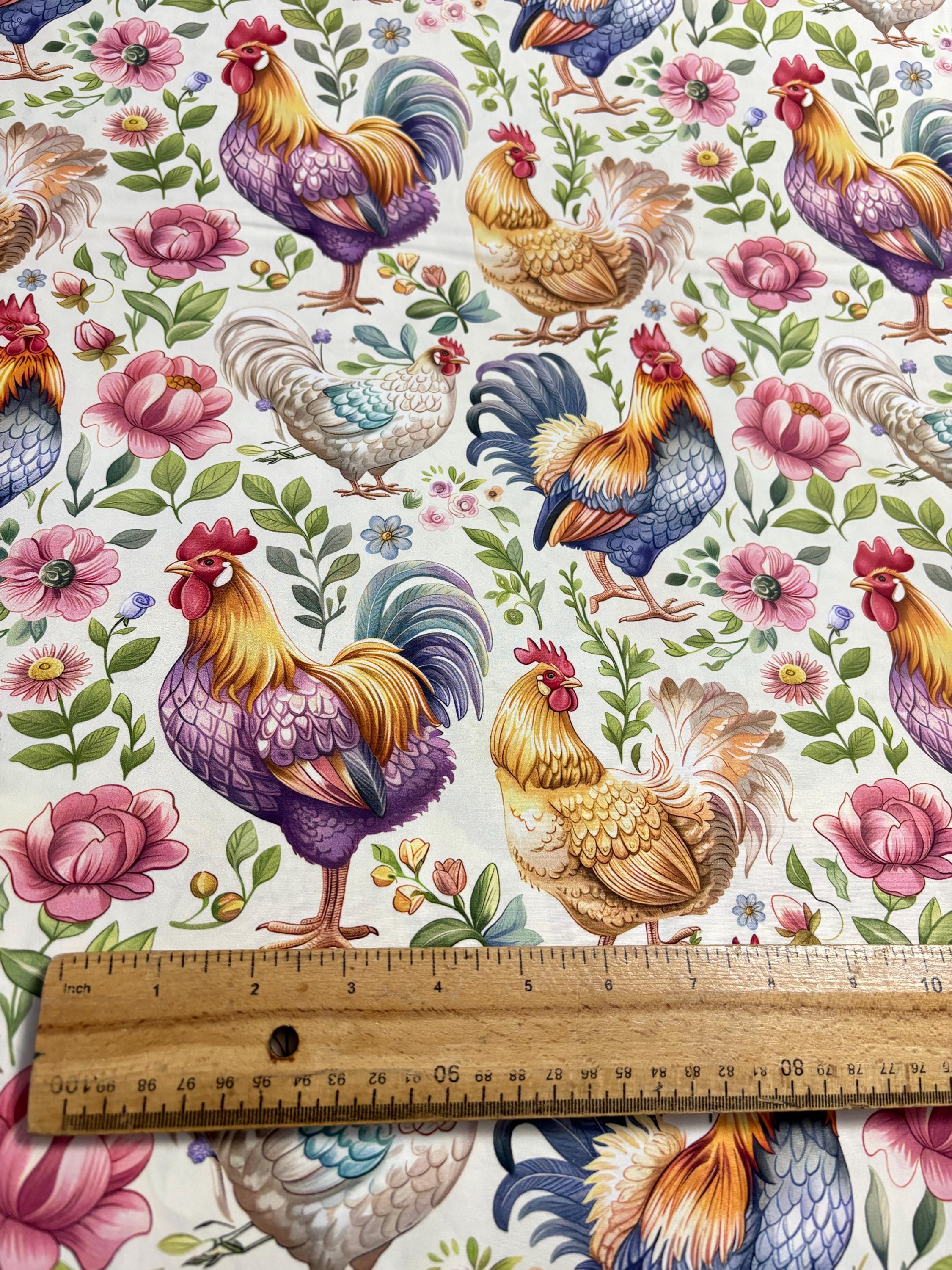Farmhouse Chickens Cotton Fabric