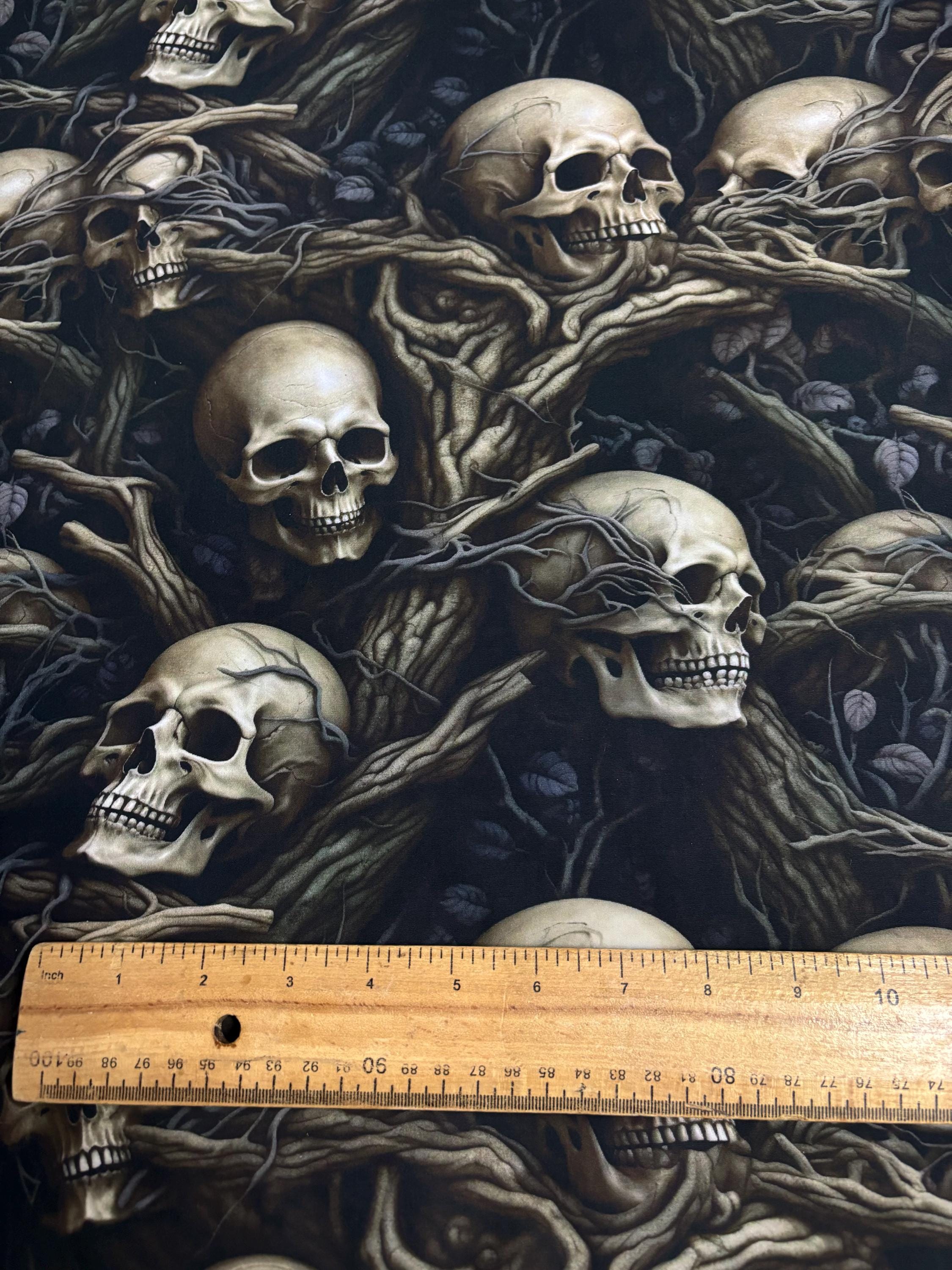 Skulls in the forest Cotton Fabric