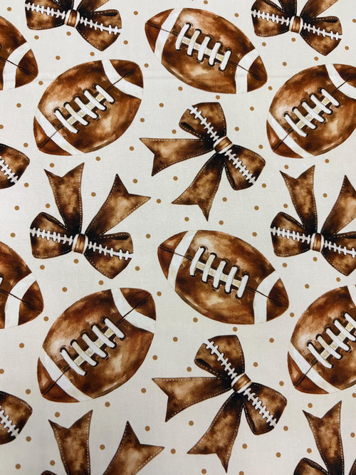 American Football and Bows Cotton Fabric