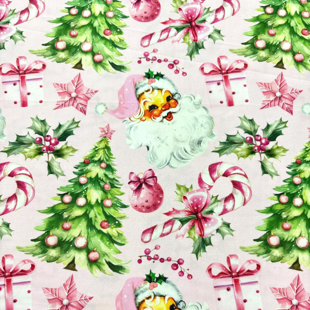 Pink Christmas Cotton Fabric