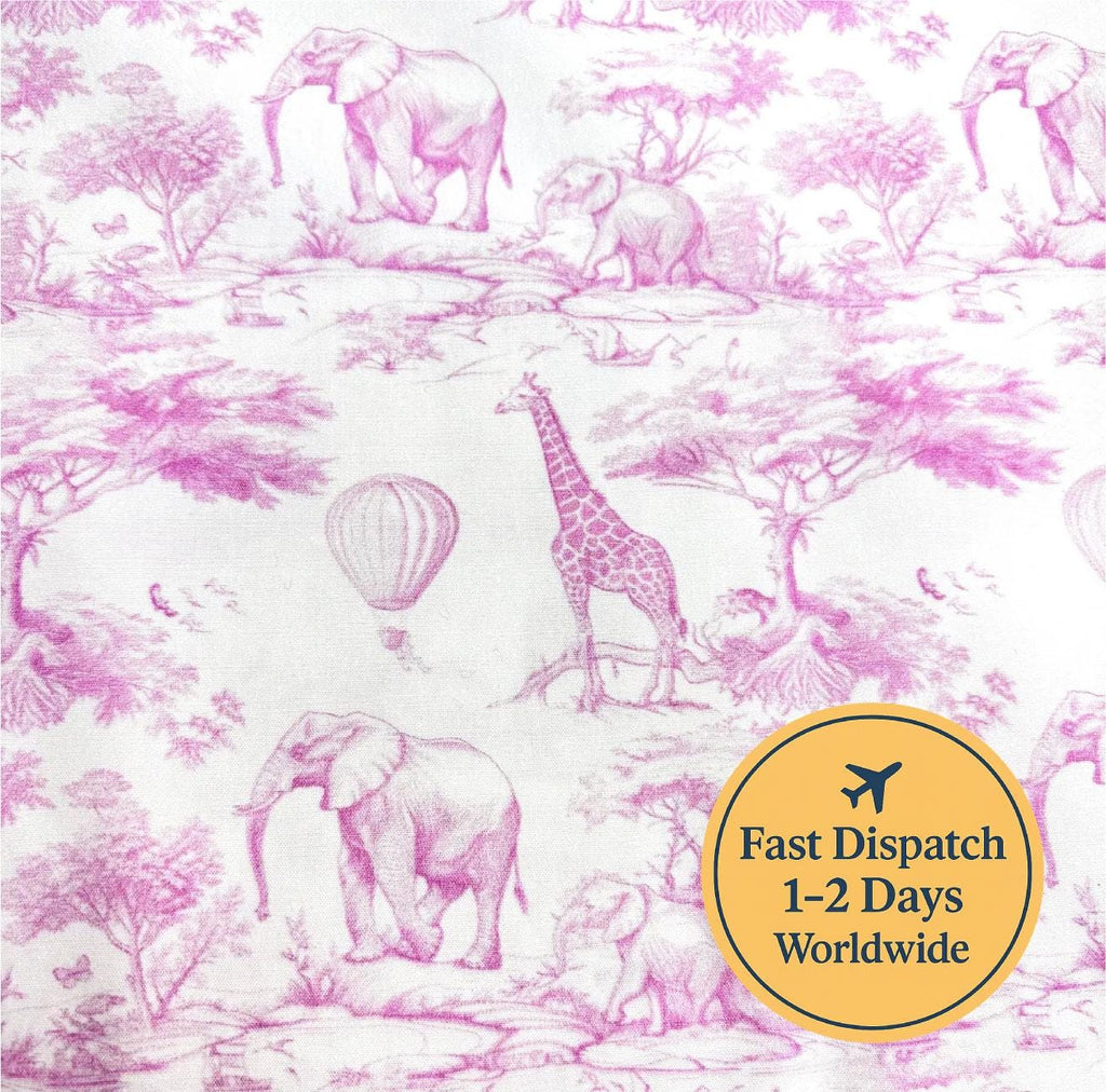 Pink Toile Safari Cotton Fabric