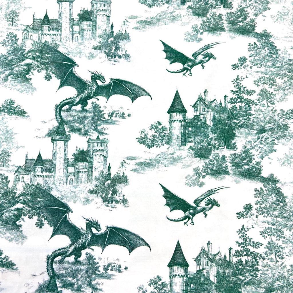 Green Toile Dragon Cotton Fabric