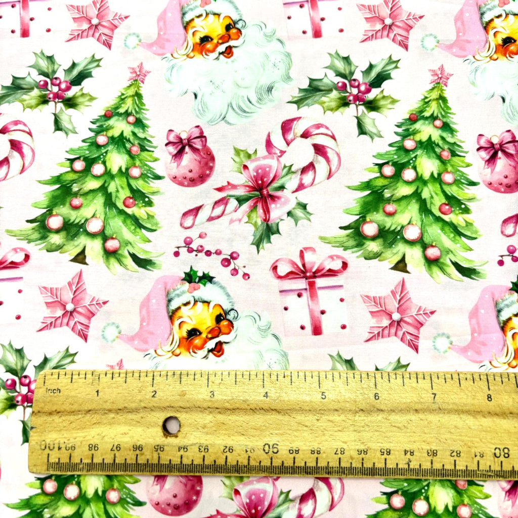 Pink Christmas Cotton Fabric