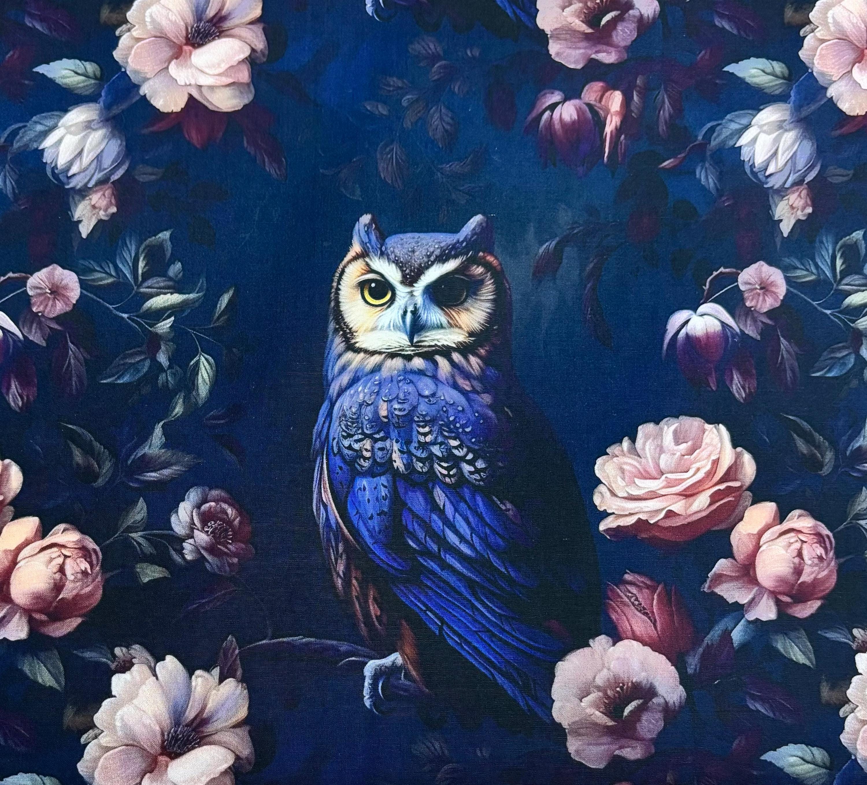 Gothic Owl Cotton Fabric