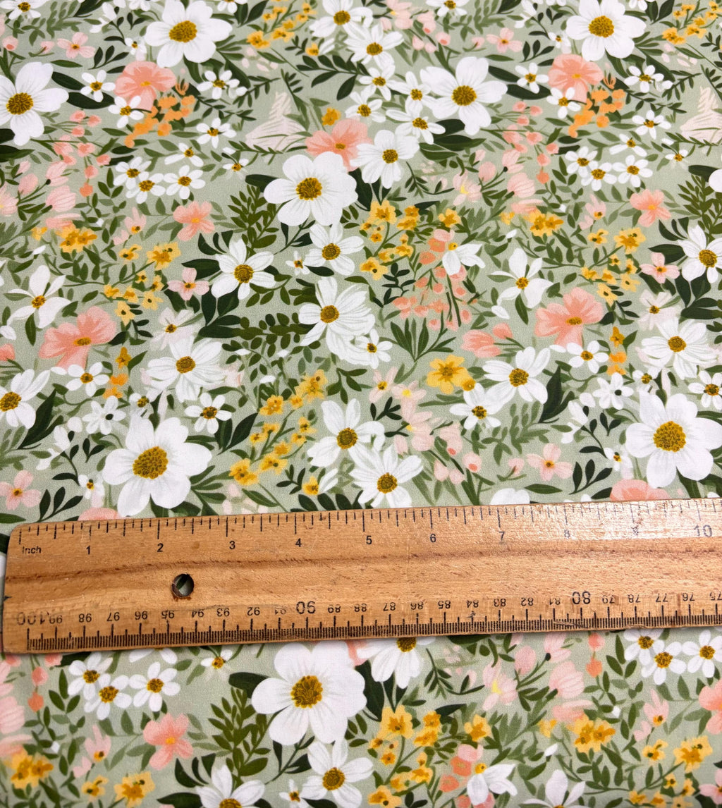 Sage Green Floral Cotton Fabric
