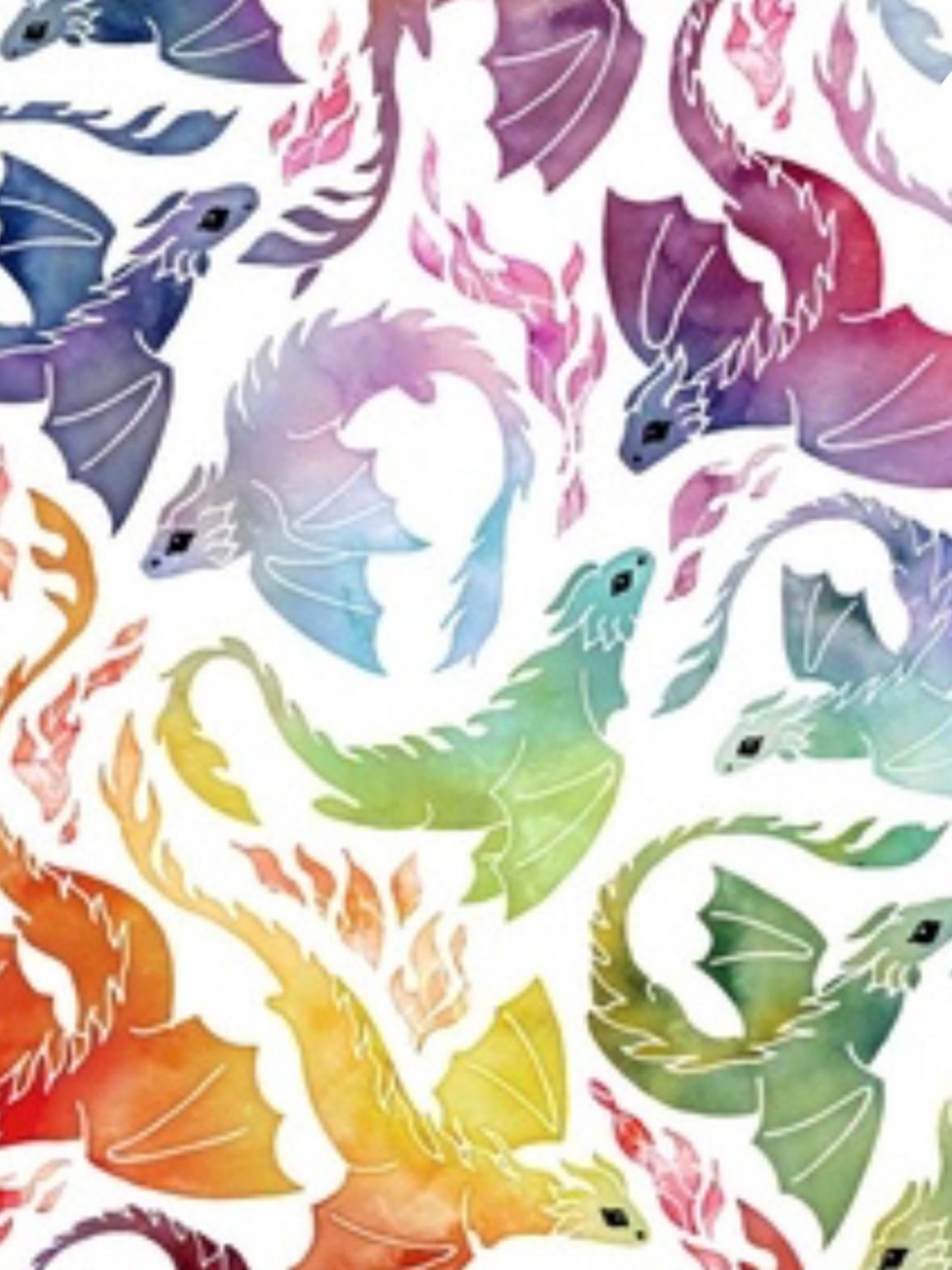 Rainbow Dragon Cotton Fabric