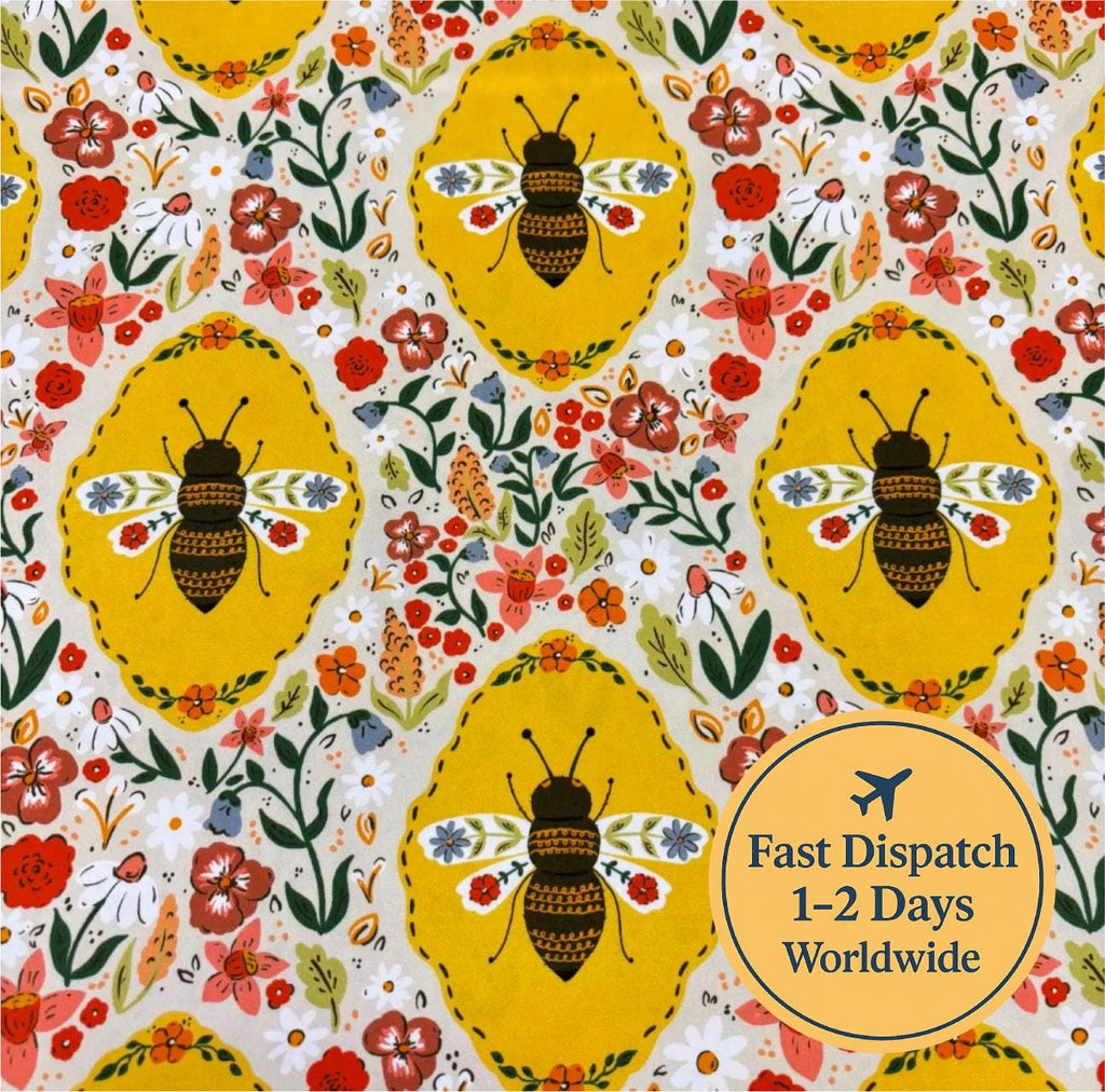 Bees & Florals Cotton Fabric