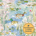 Watercolour Duck Pond Cotton Fabric