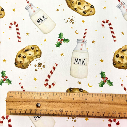 Christmas Milk and Cookies Cotton Fabric