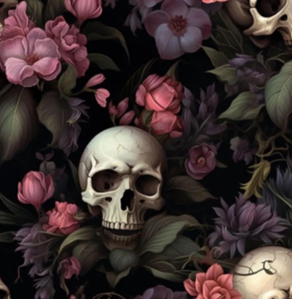 Floral skull Fabric Cotton Fabric