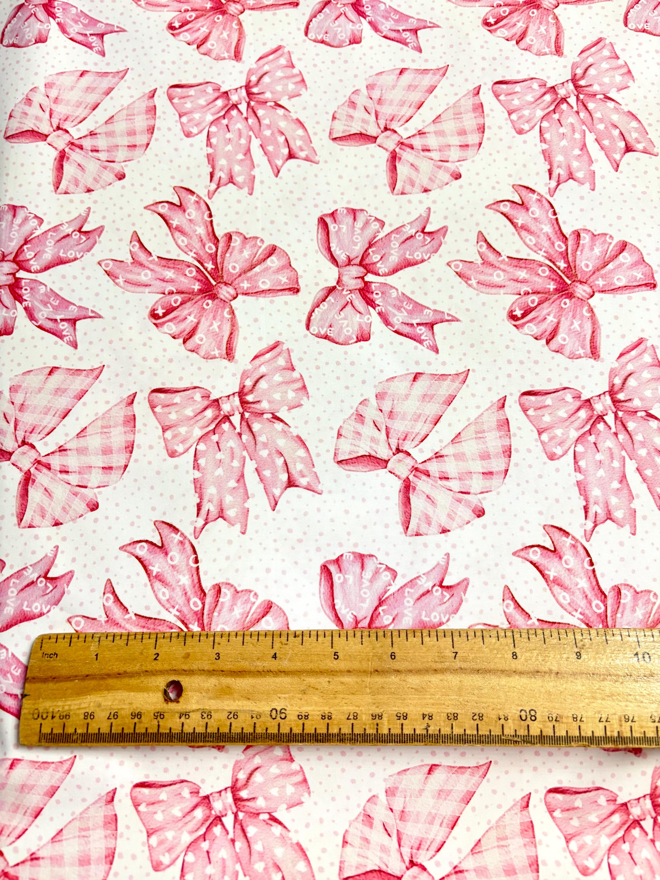 Pink Bows Cotton Fabric