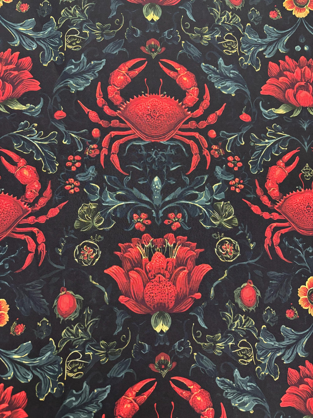 Art Nouveau Crab Cotton Fabric