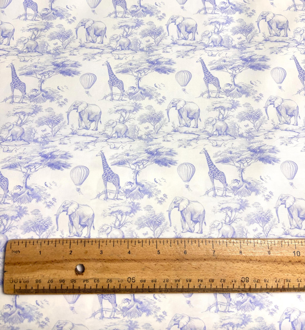Blue Toile Safari Cotton Fabric
