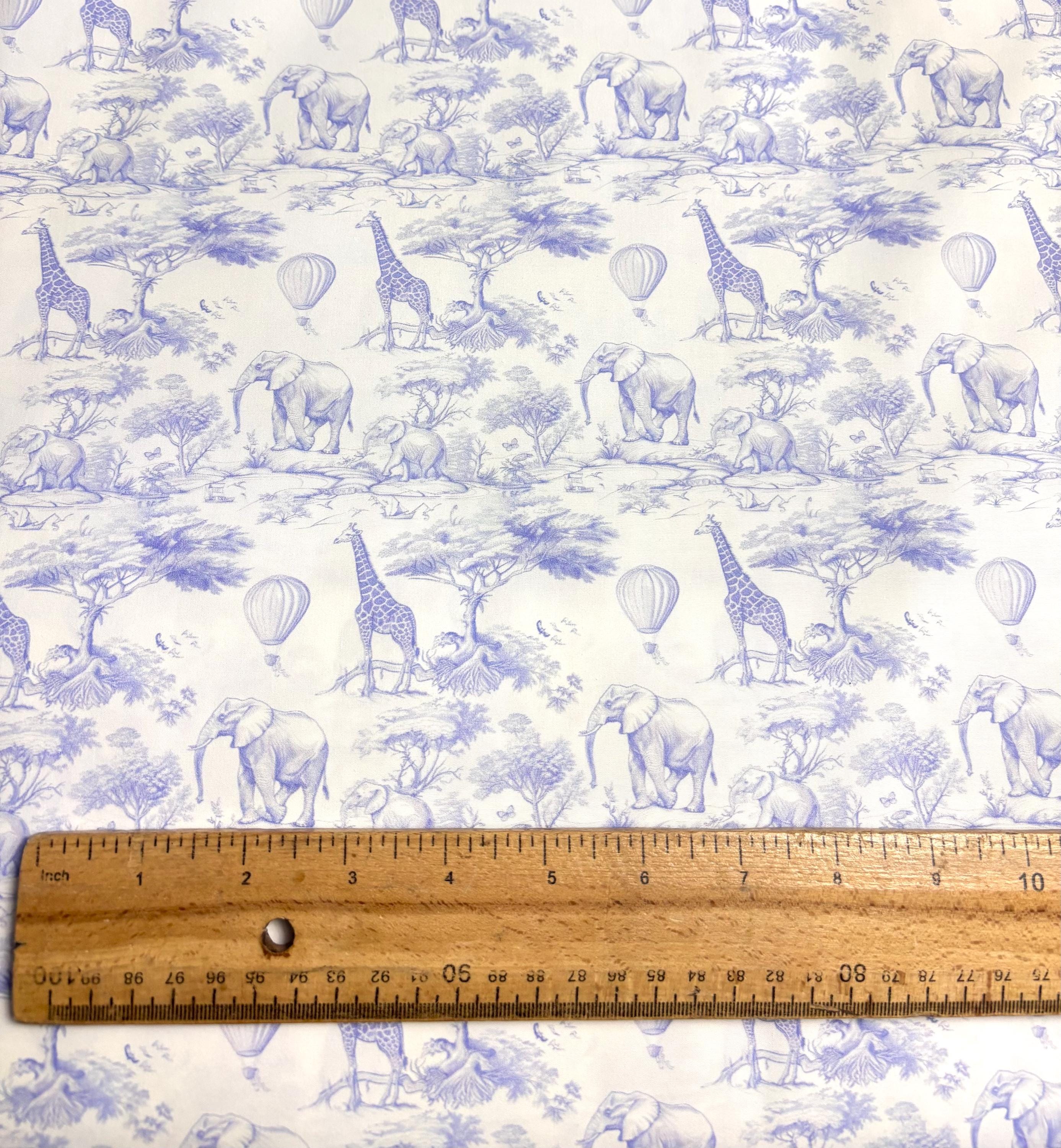 Blue Toile Safari Cotton Fabric
