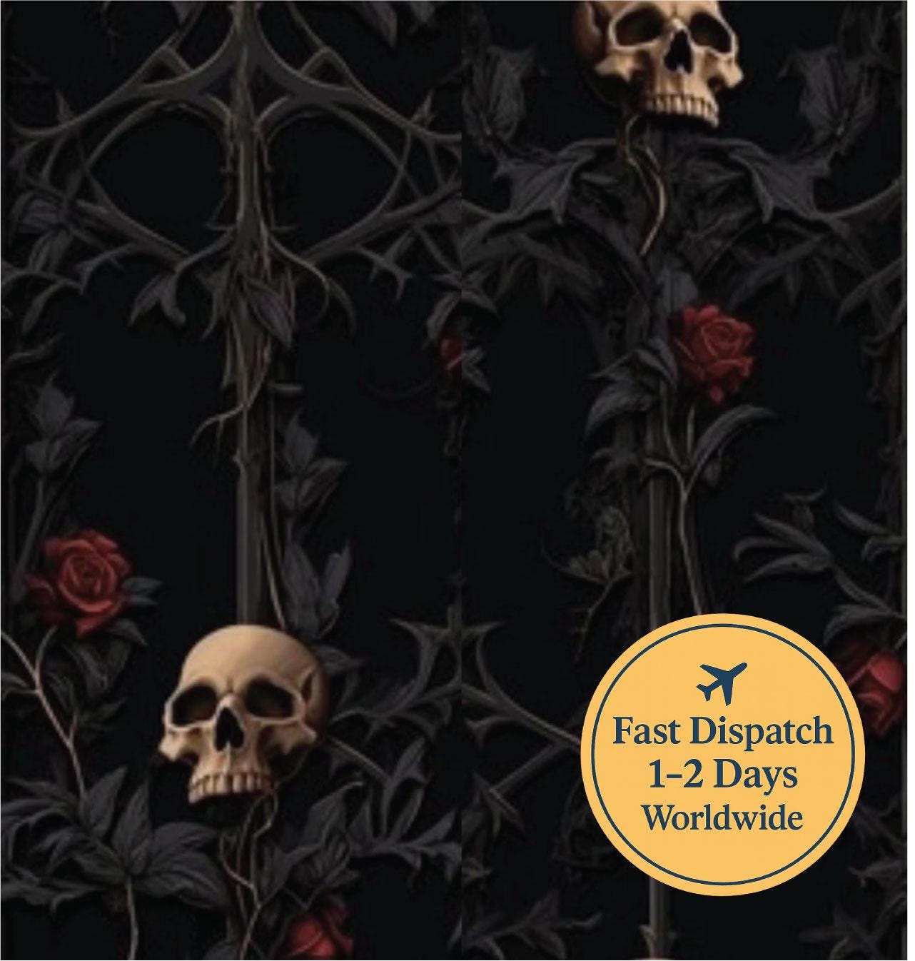 Skull In Thorns Cotton Fabric