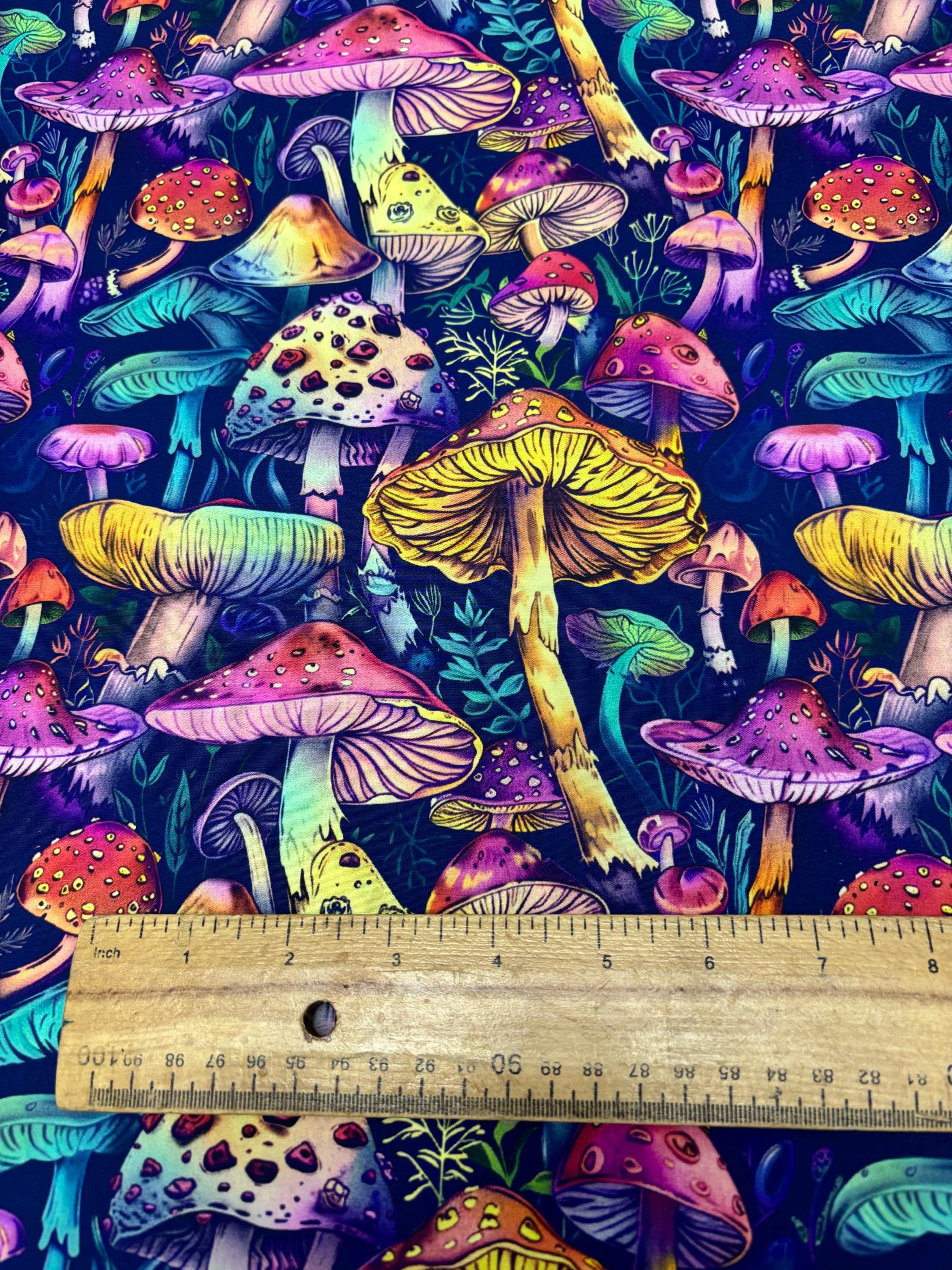 Whimsical Mushroom Cotton Fabric