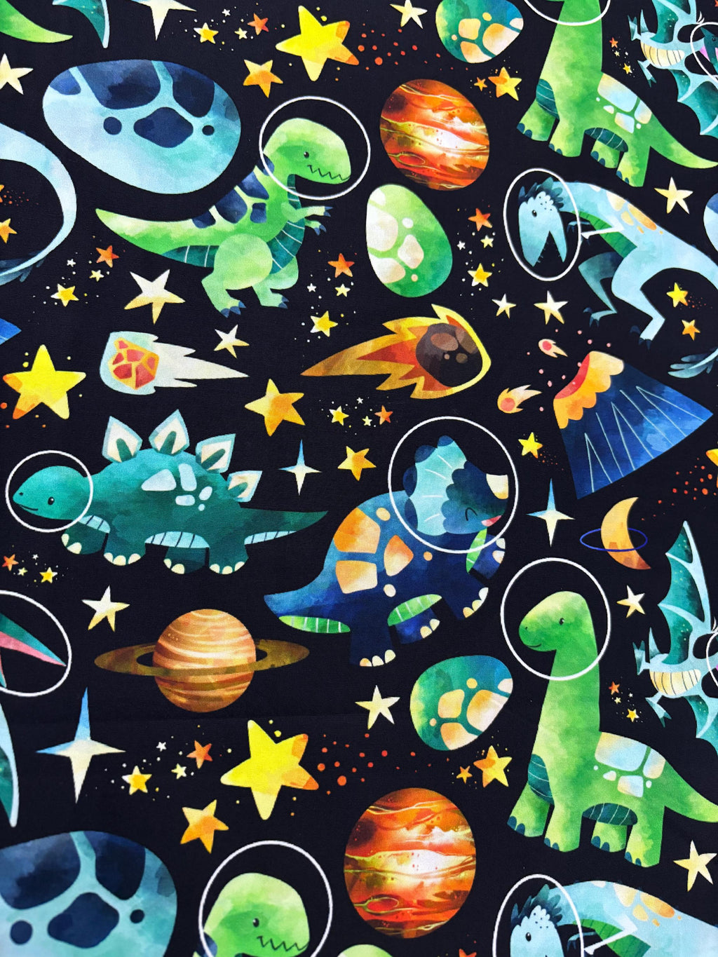 Space Dinosaur Cotton Fabric