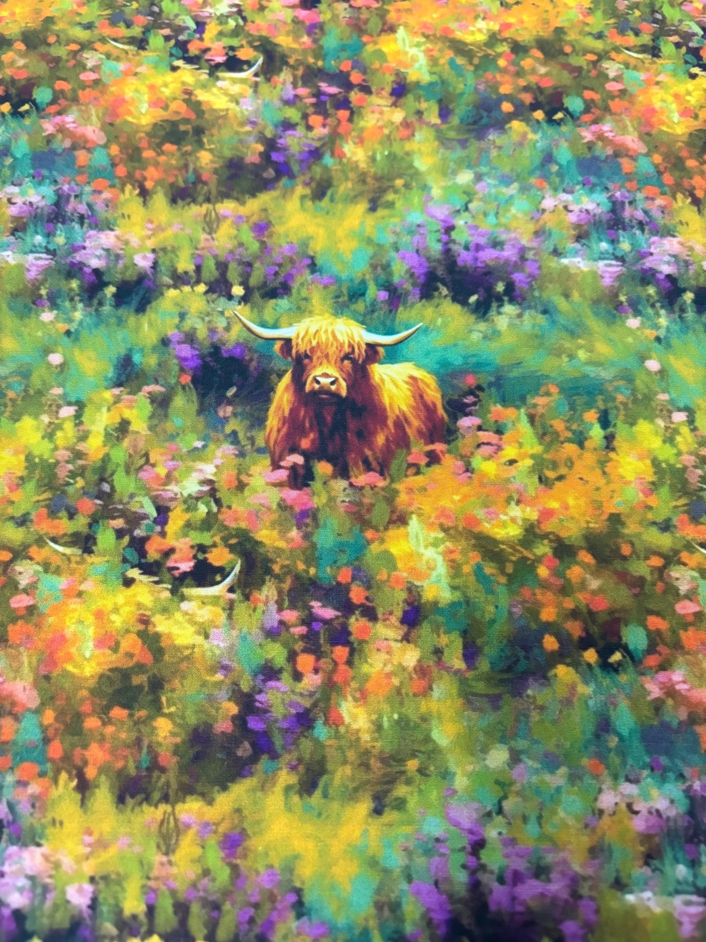 Highland Cow Cotton Fabric
