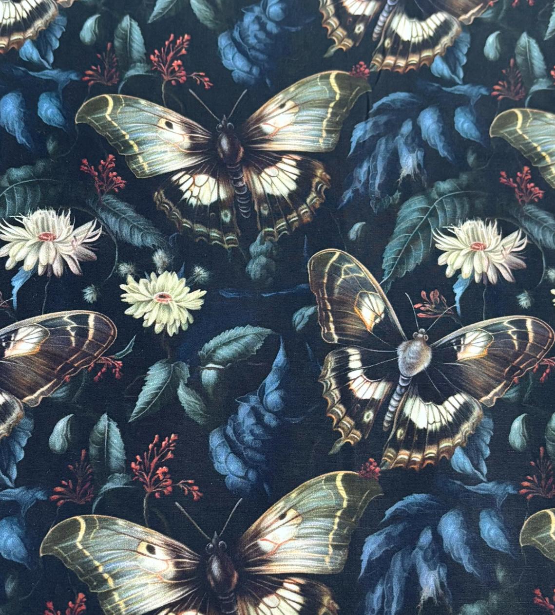 Twilight Garden Moth Cotton Fabric