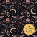 Dark Gothic Moth Cotton Fabric