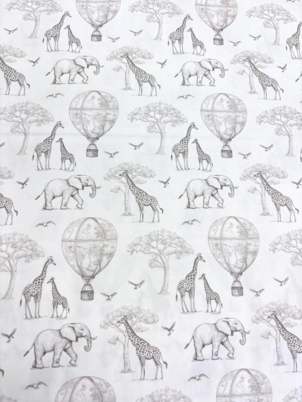 Grey Toile Safari Cotton Fabric