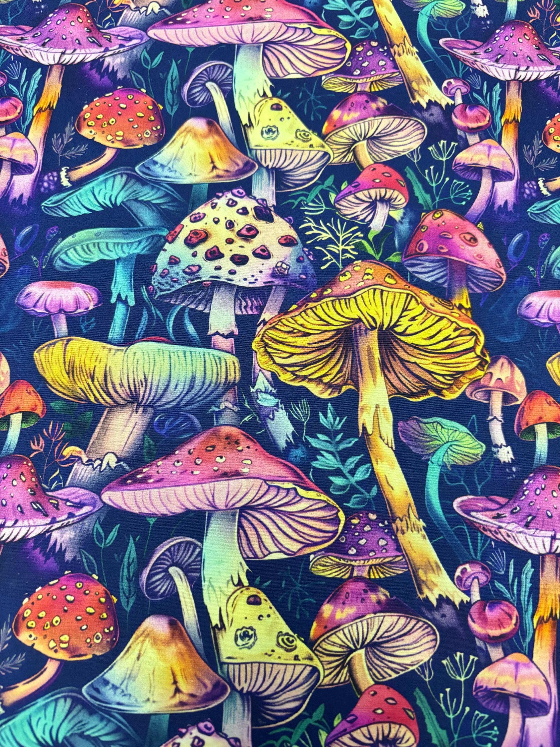 Whimsical Mushroom Cotton Fabric