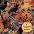 Gothic Crow Orange Cotton Fabric