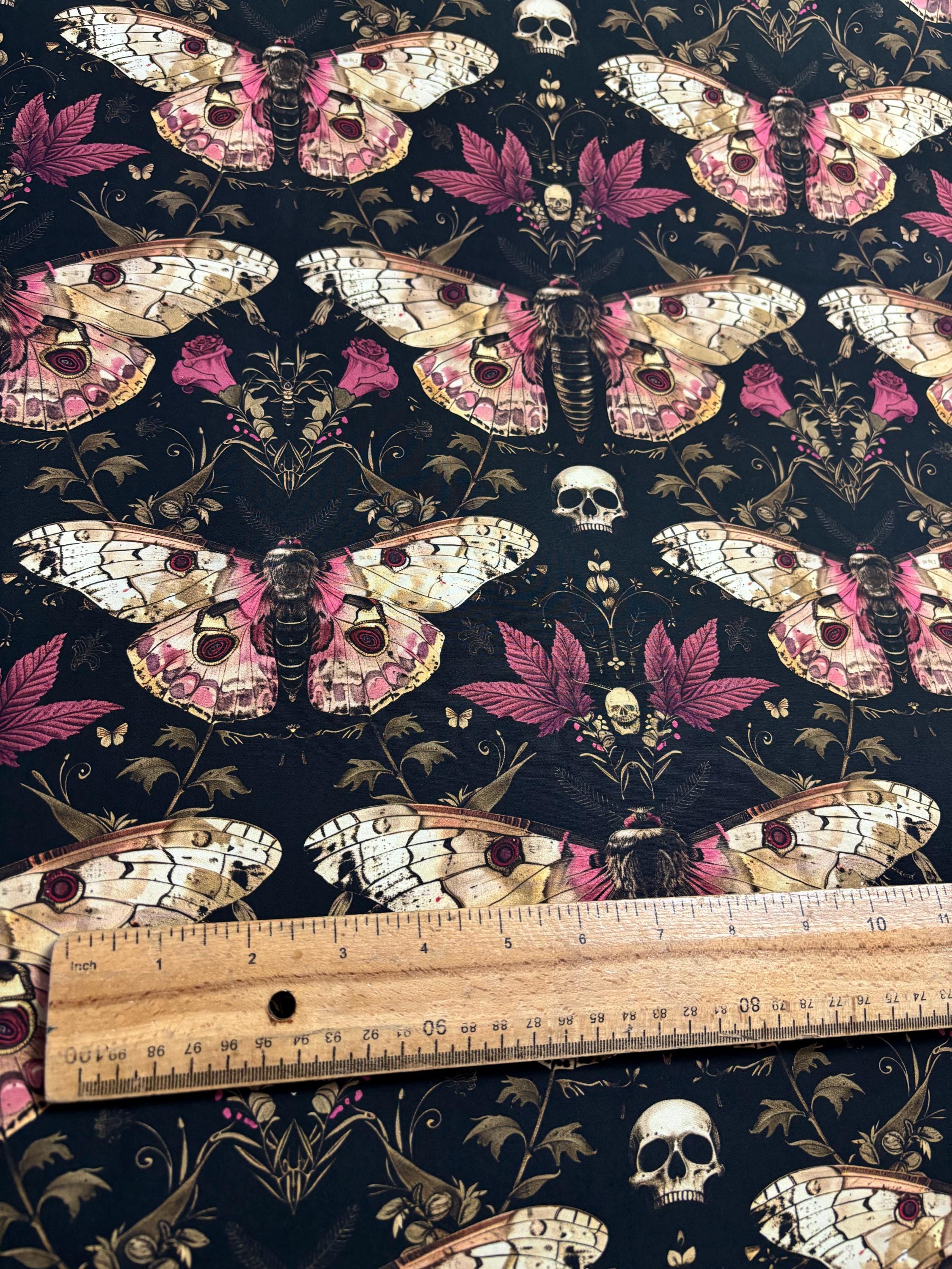 Dark Moth Floral Cotton Fabric
